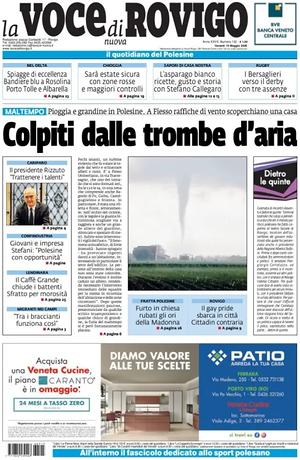 Prima pagina La Voce di Rovigo di oggi - Quotidiano regionale