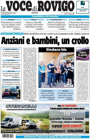 Prima pagina La Voce di Rovigo di oggi - Quotidiano regionale