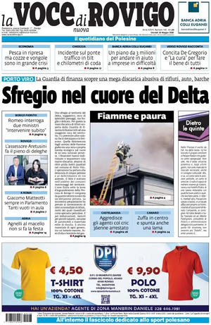 Prima pagina La Voce di Rovigo di oggi - Quotidiano regionale