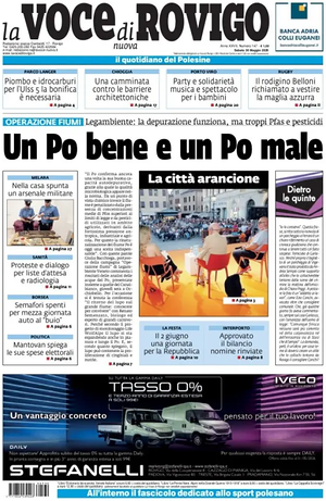 Prima pagina La Voce di Rovigo di oggi - Quotidiano regionale