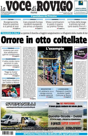 Prima pagina La Voce di Rovigo di oggi - Quotidiano regionale