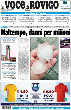 Prima pagina La Voce di Rovigo di oggi - Quotidiano regionale