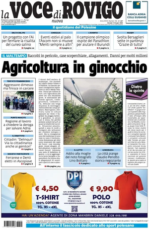 Prima pagina La Voce di Rovigo di oggi - Quotidiano regionale