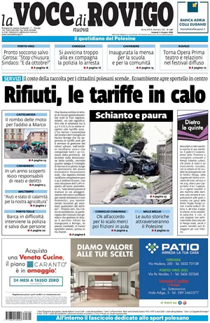 Prima pagina La Voce di Rovigo di oggi - Quotidiano regionale