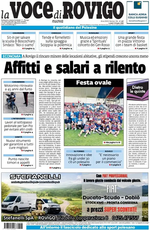 Prima pagina La Voce di Rovigo di oggi - Quotidiano regionale