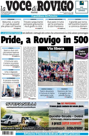 Prima pagina La Voce di Rovigo di oggi - Quotidiano regionale