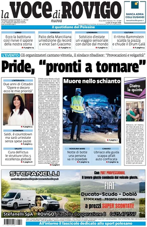 Prima pagina La Voce di Rovigo di oggi - Quotidiano regionale