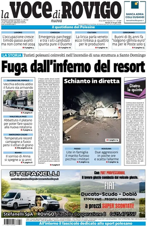 Prima pagina La Voce di Rovigo di oggi - Quotidiano regionale