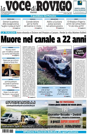 Prima pagina La Voce di Rovigo di oggi - Quotidiano regionale