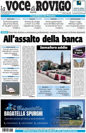 Prima pagina La Voce di Rovigo di oggi - Quotidiano regionale