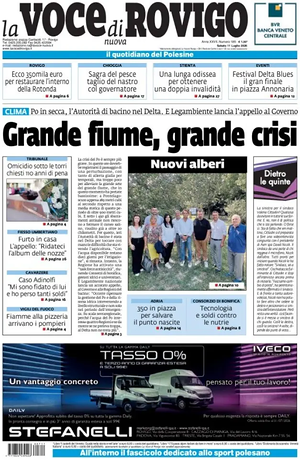 Prima pagina La Voce di Rovigo di oggi - Quotidiano regionale