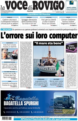 Prima pagina La Voce di Rovigo di oggi - Quotidiano regionale