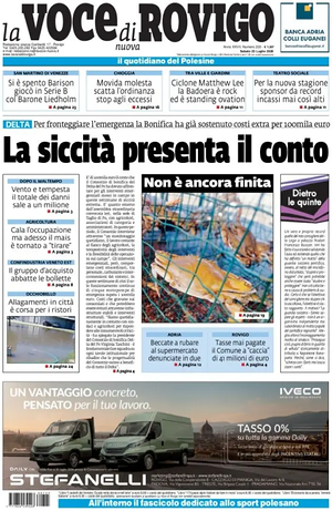 Prima pagina La Voce di Rovigo di oggi - Quotidiano regionale
