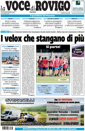 Prima pagina La Voce di Rovigo di oggi - Quotidiano regionale