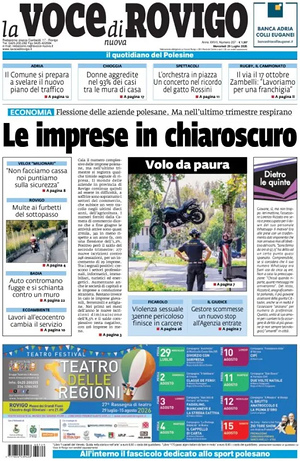 Prima pagina La Voce di Rovigo di oggi - Quotidiano regionale