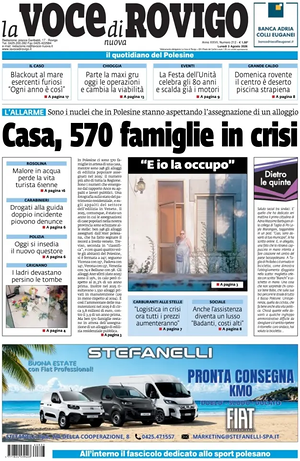 Prima pagina La Voce di Rovigo di oggi - Quotidiano regionale