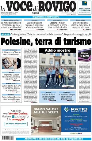 Prima pagina La Voce di Rovigo di oggi - Quotidiano regionale