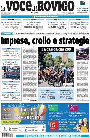Prima pagina La Voce di Rovigo di oggi - Quotidiano regionale