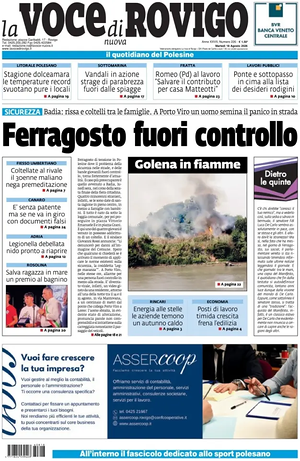 Prima pagina La Voce di Rovigo di oggi - Quotidiano regionale