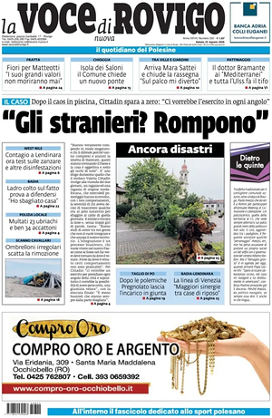Prima pagina La Voce di Rovigo di oggi - Quotidiano regionale