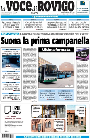 Prima pagina La Voce di Rovigo di oggi - Quotidiano regionale