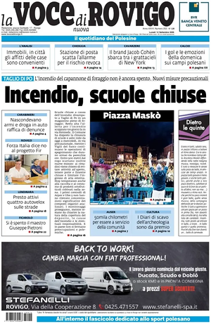 Prima pagina La Voce di Rovigo di oggi - Quotidiano regionale