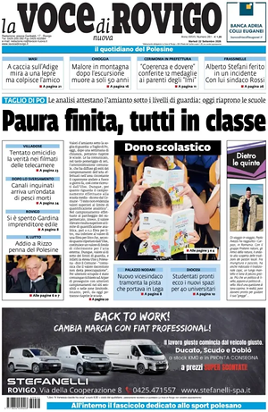 Prima pagina La Voce di Rovigo di oggi - Quotidiano regionale