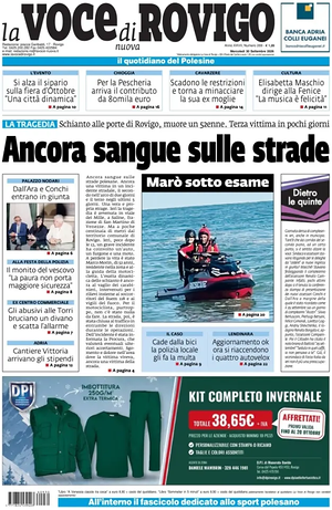 Prima pagina La Voce di Rovigo di oggi - Quotidiano regionale