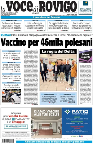 Prima pagina La Voce di Rovigo di oggi - Quotidiano regionale