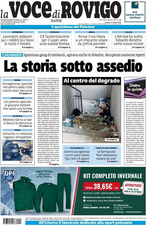 Prima pagina La Voce di Rovigo di oggi - Quotidiano regionale