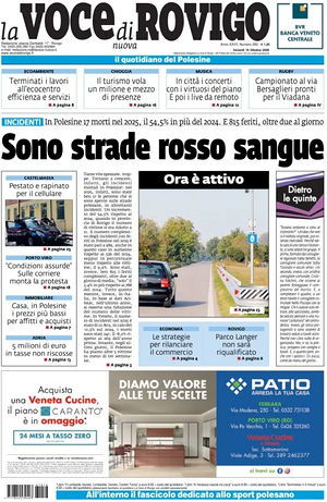 Prima pagina La Voce di Rovigo di oggi - Quotidiano regionale