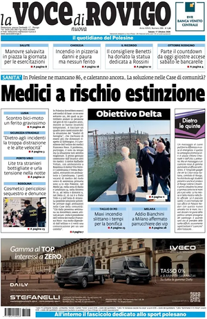 Prima pagina La Voce di Rovigo di oggi - Quotidiano regionale
