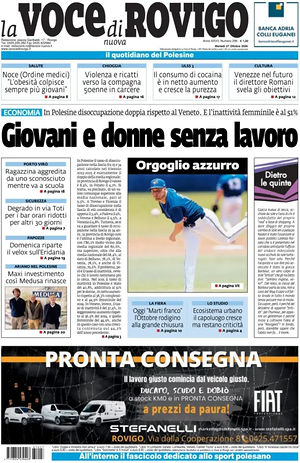 Prima pagina La Voce di Rovigo di oggi - Quotidiano regionale