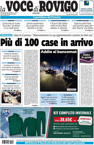 Prima pagina La Voce di Rovigo di oggi - Quotidiano regionale