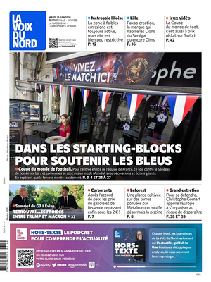 Une de La Voix du Nord du jour - Journal régional