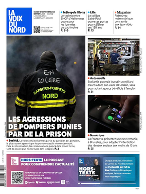 Une de La Voix du Nord du jour - Journal régional