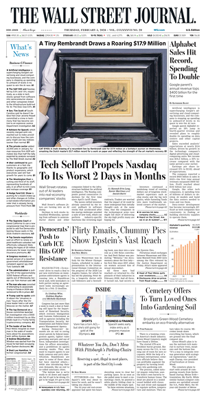 Prima pagina The Wall Street Journal di oggi - Quotidiano finanza