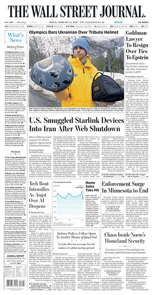 Prima pagina The Wall Street Journal di oggi - Quotidiano finanza