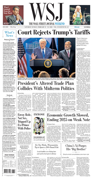 Prima pagina The Wall Street Journal di oggi - Quotidiano finanza