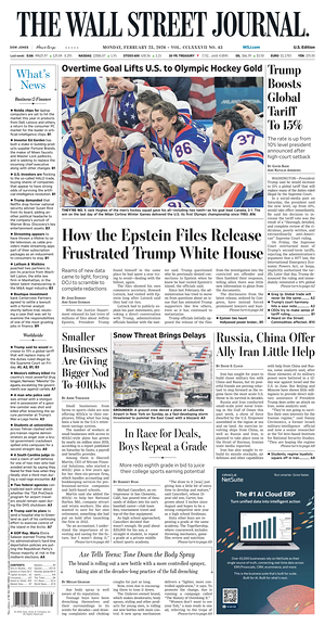Prima pagina The Wall Street Journal di oggi - Quotidiano finanza