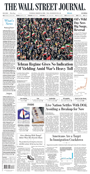 The Wall Street Journal prima pagina