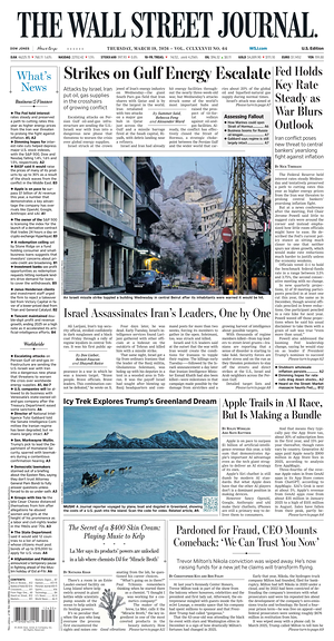 Prima pagina The Wall Street Journal di oggi - Quotidiano finanza