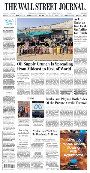 Prima pagina The Wall Street Journal di oggi - Quotidiano finanza