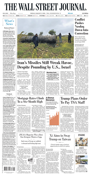 Prima pagina The Wall Street Journal di oggi - Quotidiano finanza