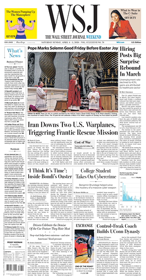 Prima pagina The Wall Street Journal di oggi - Quotidiano finanza