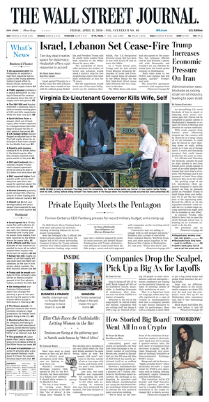 Prima pagina The Wall Street Journal di oggi - Quotidiano finanza