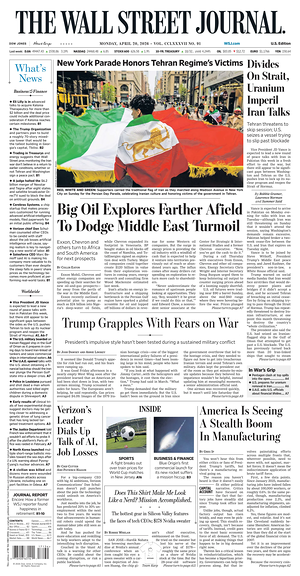 Prima pagina The Wall Street Journal di oggi - Quotidiano finanza