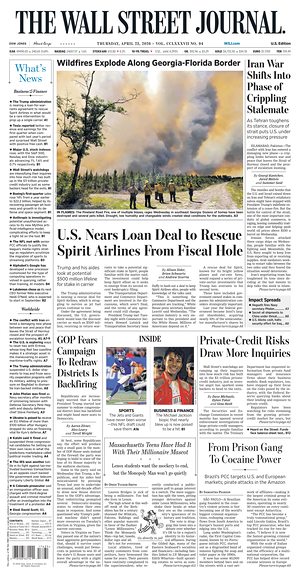 Prima pagina The Wall Street Journal di oggi - Quotidiano finanza