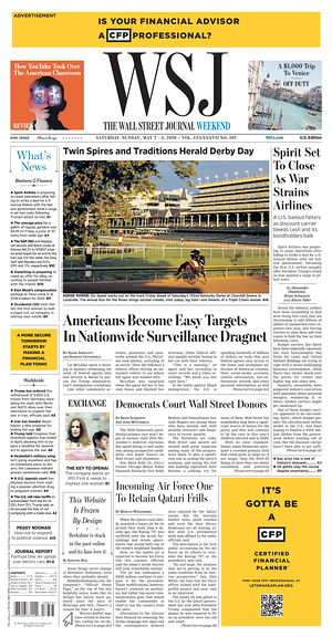 Prima pagina The Wall Street Journal di oggi - Quotidiano finanza