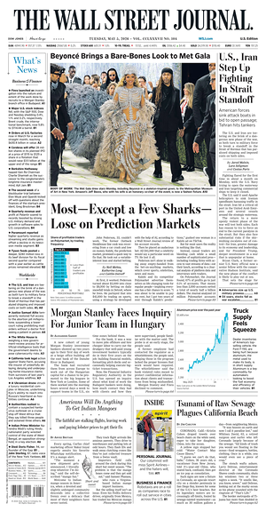Prima pagina The Wall Street Journal di oggi - Quotidiano finanza